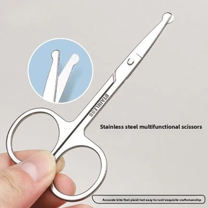 Tijeras de seguridad rectas de acero inoxidable para cejas, maquillaje, belleza, recortador de vello nasal con punta afilada y mango de cerámica - Product Image 4