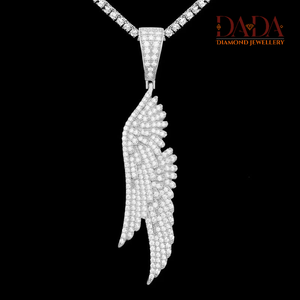 จี้สร้อยคอรูปปีกนางฟ้าแบบ Iced Out เครื่องประดับฮิปฮอป จี้ปีกแบบสั่งทำพิเศษ ประดับเพชรระยิบระยับ สไตล์สตรีทแฟชั่น - Product Image 2