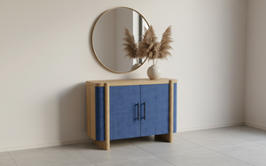 Buffet moderne à 2 portes en chêne massif pour salon - Rangement résistant à l'eau avec design minimaliste - Product Image 5