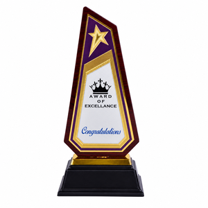 Trophée de reconnaissance en bois avec autocollant brillant, Récompense de l'excellence, Souvenir pour les récompenses de performance, Sports, École, Bureau - Product Image 1