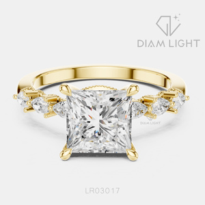 Bague de fiançailles en or blanc 14 carats avec diamant de laboratoire taille princesse 1,77 carat, bague de fiançailles et d'anniversaire pour cadeau, certifiée IGI - Product Image 3