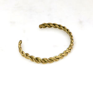 Bracelet en laiton torsadé fait main pour hommes et femmes |   Bracelet en or tressé de style vintage |   Bijoux rustiques bohèmes en cadeau - Product Image 5
