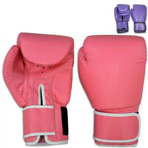 Gants de boxe en PU rose avec fermeture Velcro, respirants, à doigts entiers, unisexes, pour l'entraînement de boxe - Product Image 1