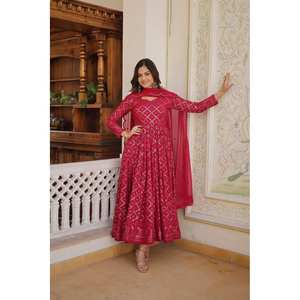 Liksha 2 COLOUR RANI & Wine georgette anarkali ชุดสูทเย็บเต็มชุด-TD 124- - Product Image 4