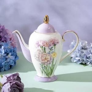 Light Luxury Bone China Carnation pattern Coffee <b>Tea</b> <b>Set</b> with Teapot Milk pot Sugar pot Cup and Saucer <b>set</b> with Gift Box - Product Image 3