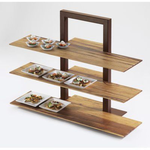 Support à gâteau rectangulaire à 3 niveaux en bois de haute qualité pour la présentation de desserts, idéal pour la décoration de la maison et des hôtels, à un prix impressionnant - Product Image 1