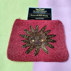 Handcrafted Beaded Coin Purse Red Sun Flower Zipper Wallet Cute <b>Small</b> Women Cosmetic <b>Bag</b> Party Gift <b>Small</b> Lipstick Makeup <b>bag</b> - Product Image 6