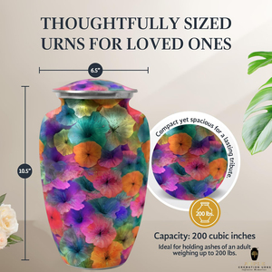 โกศบรรจุอัฐิรูปดอกไม้สีสันสดใสสำหรับผู้ใหญ่ โกศโลหะหลากสีสำหรับใส่เถ้ากระดูก – โกศที่ระลึกทำด้วยมือ - Product Image 5