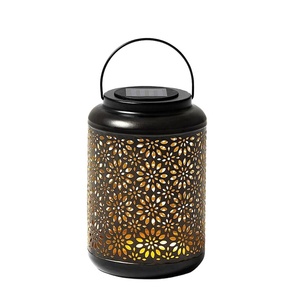 Superbe qualité or fer métal bougie lanternes découpées au laser fleur conception capuchon poignée couverture pour la décoration intérieure pas cher options de noël - Product Image 1