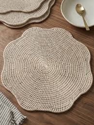 Handmade <b>Round</b> Rattan Flower Shape <b>Placemat</b> Bohemian Table Mat Natural Woven Decor Scallop <b>Placemats</b> Made in Vietnam - Product Image 6