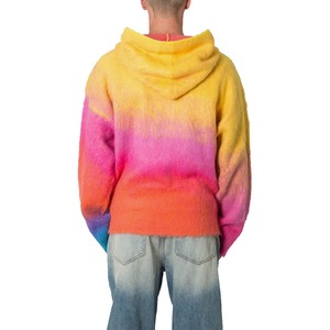 Sudadera con Capucha de Mohair Estilo Urbano, Diseño Personalizado con Textura Arcoíris, Sudadera de Lana Tejida para Hombre, Disponible en Stock - Product Image 2