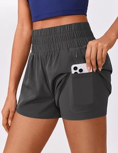 Shorts de sport amples bleus pour femmes, taille élastique, taille mi-haute, pour la course à pied - Product Image 5