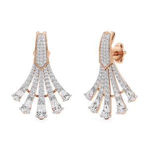 Rose Gold Plated Diamond Tassel <b>Drop</b> <b>Earrings</b> Women's Luxury Pear Cut Wedding Jewelry - Product Image 1