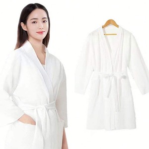Peignoir en coton doux pour hommes et femmes, très absorbant, en tissu éponge, pour la douche, la salle de bain, le spa, l'hôtel, la station balnéaire - Product Image 1