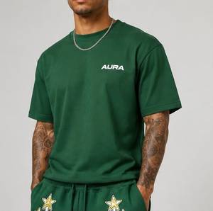 Shorts Bermuda Verts Imprimés Alpha pour Hommes avec Motif Étoile, Taille Élastique Décontractée, en Coton Respirant, Brodés - Product Image 5