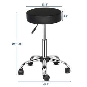 Semi PU Leather Nylon <b>Wheel</b> 300lbs Round <b>Stool</b> <b>with</b> Five-Star Feet Technician <b>Stool</b> in Black RT Stylish & Durable Product - Product Image 6