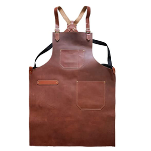 SALUBRIOUS SPORTS Unisex Polished Shiny Dark Cowhide Split Leather Welding Apron with <b>Spark</b> Model SS-LA-0050 OEM Service - Product Image 1