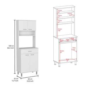 Newark 2 pezzi Set da cucina bianco/onice isola da cucina e armadio dispensa - Product Image 6
