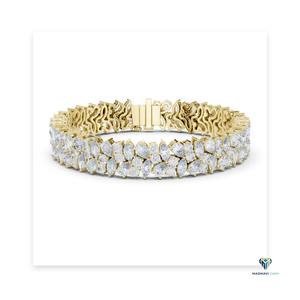 Pulsera de Oro Amarillo de 14K con Diamantes Cultivados en Laboratorio en Forma de Pera y Marquesa, 13.5 CTW, Diseño Floral, 7 Pulgadas, Joyería de Lujo - Product Image 2