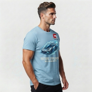 T-shirt pour homme de qualité supérieure avec impression graphique, vêtement élégant pour tous les jours avec des motifs graphiques détaillés, col confortable, respirant - Product Image 6