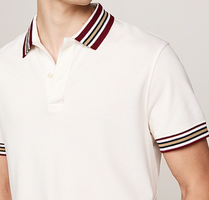 Vente directe usine – Polo homme à col contrastant, logo personnalisé imprimé, en coton doux et respirant, manches courtes, tricot uni - Product Image 3