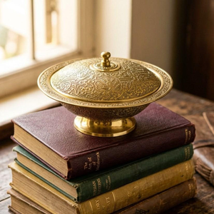 Antique Brass Decorative <b>Bowl</b> <b>with</b> Intricate Engraved <b>Lid</b> Vintage Gold Metal Storage <b>Bowl</b> for Luxury Home Decor - Product Image 3
