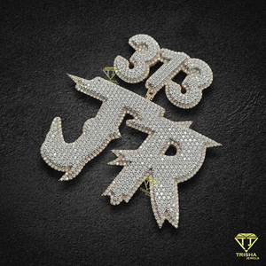 Collar con Colgante de Diamante Cultivado en Laboratorio 37 JR, Placa con Nombre Personalizada, Joyería Hip Hop Bling Personalizada - Product Image 5