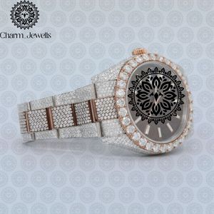 Montre de luxe pour homme Charm_Jewells en acier inoxydable, cadran 40 mm, lunette sertie de diamants, mouvement mécanique analogique, étanche 10 bars, automatique - Product Image 4