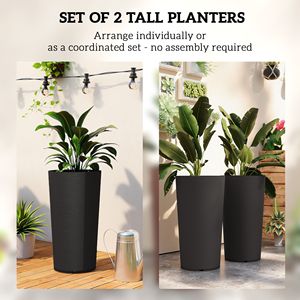 Set di 2 Fioriere da Esterno Resistenti alle Intemperie e ai Raggi UV, Vasi per Fiori in Plastica Nera Impilabili da 29 Pollici - Product Image 4