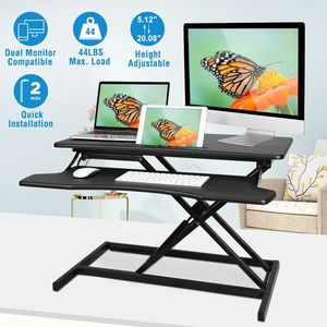 Height Adjustable 31.3-Inch Standing Desk Dual Monitor <b>Workstation</b> Laptop Compatibility Sit-Stand Converter Tabletop <b>Computer</b> - Product Image 5