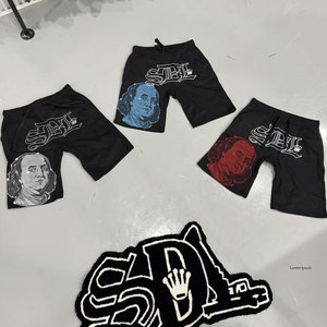 Shorts de sport décontractés d'été personnalisés avec logo pour hommes, en coton, taille élastique, unis, avec poche - Product Image 4