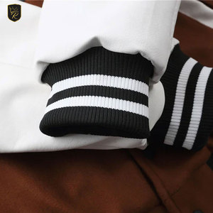 Casual Street Wear Wool Body Jacket Letterman Style Contrast Sleeves <b>Covered</b> <b>Button</b> Front Lightweight Comfortable Fit Daily Wear - Product Image 3