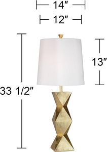 Modern Gold Brass <b>Table</b> Lamp with White Shade Eco-Friendly & Multi-Functional Luxury Home Decor for Living Room <b>Bedside</b> - Product Image 3