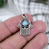 Collier pour femme en argent sterling 925 avec pendentif fin serti clos, fait main, certifié par un tiers, design avec pierre précieuse Larimar