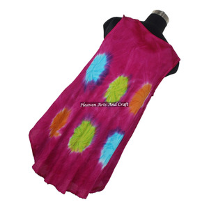 <b>Indian</b> Tie Dye Designer Rayon <b>Kurta</b> Ethnic <b>Ladies</b> Dress Attractive Tie Dye Long Open Maxi Dress <b>for</b> <b>Ladies</b> Sleeveless 100% Rayon - Product Image 3