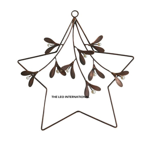 Highest Quality Christmas Ornament Star Shape Christmas <b>Wreaths</b> Iron <b>Frame</b> Blank Sublimation Easter Festival Gifts - Product Image 1