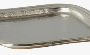 Plateau de service rectangulaire en métal argenté de luxe personnalisé, plateau décoratif en aluminium moulé pour table, plateau de rangement avec poignées - Product Image 3