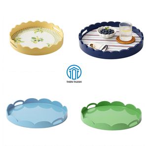 Plateau décoratif en MDF laqué fait main de luxe, plateau de service personnalisé en bois jaune pour la maison, l'hôtel, les cadeaux, exportateur en gros - Product Image 2