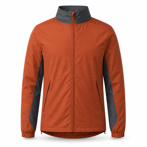 Orange Hooded Windbreaker <b>Jacket</b> Eco-Friendly Anti-UV Waterproof Quick Dry <b>Packable</b> Unisex Streetwear Outdoor Full-Zip Custom - Product Image 1