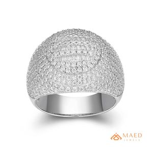 Iced Out Moissanite <b>Ring</b> for Men Oval <b>Dome</b> Signet <b>Ring</b> Baguette and Round Cut Hip Hop Luxury Statement Jewelry - Product Image 1