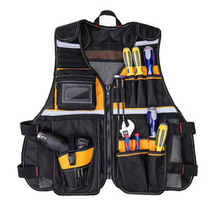 Gilet de travail personnalisé pour homme 2026, noir et jaune, multi-poches, respirant, en tissu Oxford, pour l'extérieur en été - Product Image 2