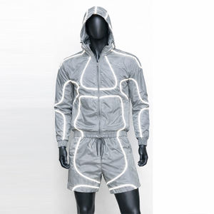 Chaqueta con Cremallera y Parches Reflectantes con Logotipo Personalizado, 100% Algodón, Transpirable, Estilo Urbano, Cortavientos de Verano, Unisex, Pantalones Cortos Deportivos para Hombre - Product Image 6