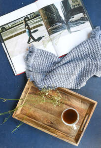 Wholesale Price Natural Wood Serving Tray With Handle For Hotels & Restaurant Kitchenware <b>Coffee</b> <b>Table</b> Tray by CRAFTSY HOME - Product Image 3