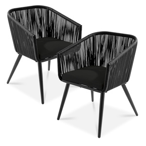 Set of 2 Patio <b>Dining</b> <b>Chairs</b>, Outdoor Seating for Backyard, Poolside, Balcony Woven Wicker Design <b>Dining</b> <b>Chair</b> - Product Image 1