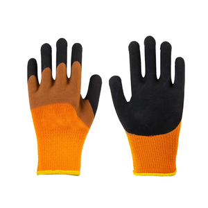 Anti-Slip PU Work <b>Gloves</b> with Textured Fingertips <b>Knit</b> Wrist General Purpose Safety <b>Gloves</b> Orange Black - Product Image 1