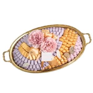 Plateau de service en métal doré de luxe pour chocolats, plateau décoratif pour mariage et fêtes, style moderne, pour toutes les occasions - Product Image 3