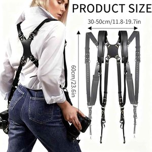 Arnés de Pecho Ajustable de Cuero con Correa Doble para Cámaras DSLR y sin Espejo, Equipo para Fotógrafos de Bodas - Product Image 5