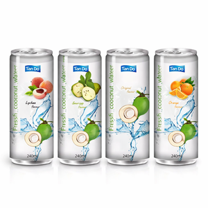 Bebida de Agua de Coco Fresca de 240 ml en Lata, Sabor Original de Lichi, Guanábana y Naranja, Bebida en Lata de Aluminio, Agua de Coco Natural OEM - Product Image 1