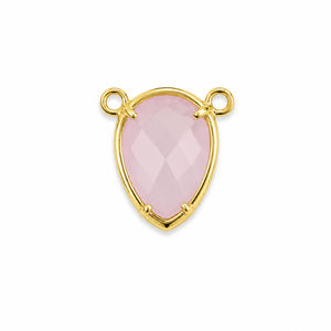 Gold Plated <b>Rose</b> Quartz Teardrop Pendant Bezel Set Solitaire Charm Romantic Style Unisex Jewelry - Product Image 1