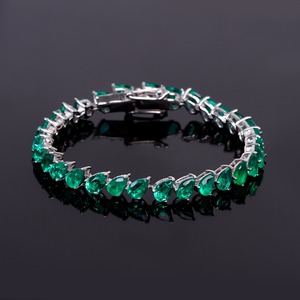 Heart Shape Multi Color Tennis <b>Bracelet</b> Silver Material Green color <b>Gemstone</b> <b>Bracelet</b> Elegant Womens Jewellery Gift Love use - Product Image 2